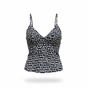 Lily Black Navy and White Printed Spaghetti Strap Cami Top